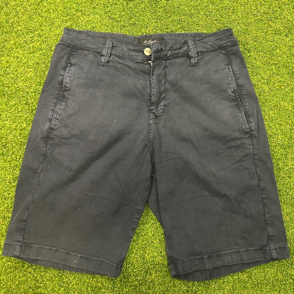 34 Heritage Mens Chino Shorts Navy Blue Size 31 Twill Flat Front Casual